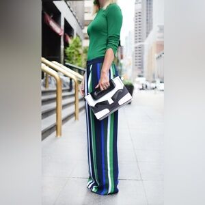 Banana Republic Multi Striped Wide Leg Pant in Navy